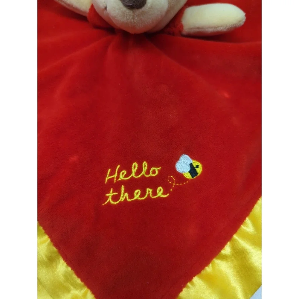 Disney Baby Pooh plush Red Yellow satin Hello There bee security Blanket lovey